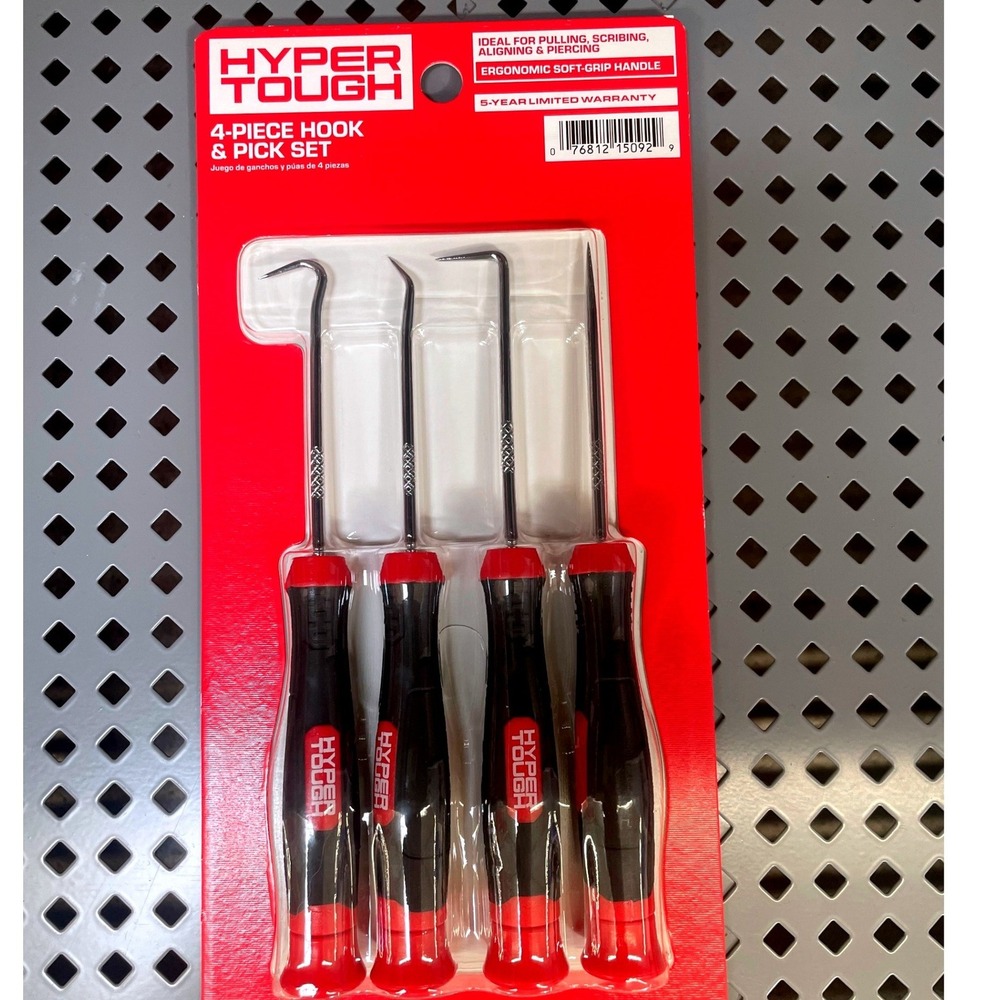 Hyper Tough 4-Piece Hook and Pick Set Ergonomic Soft-Grip Handles 9909V New